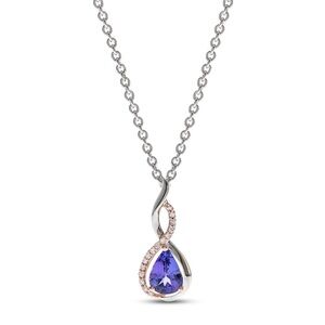 KAY Tanzanite & Diamond Necklace 1/20 ct tw Round-cut 10K Two-Tone Gold 18 New